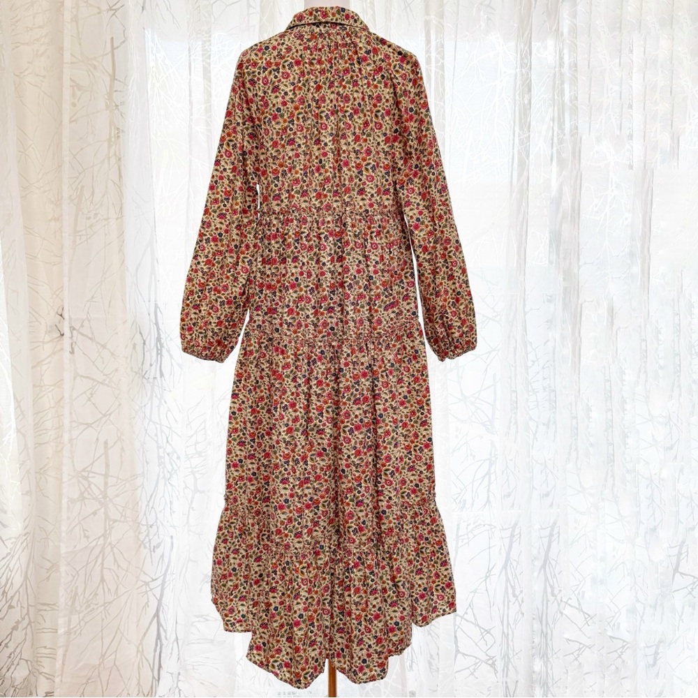 byTiMo cream pink floral print long sleeve button up poplin maxi dress - Picture 7 of 16